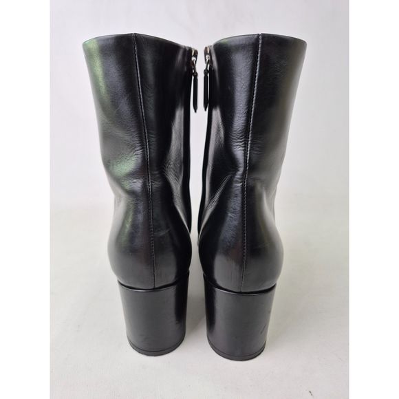 Prada Women's Black Nero Leather Pointy Toe Booties Size 38.5 - Picture 5 of 8